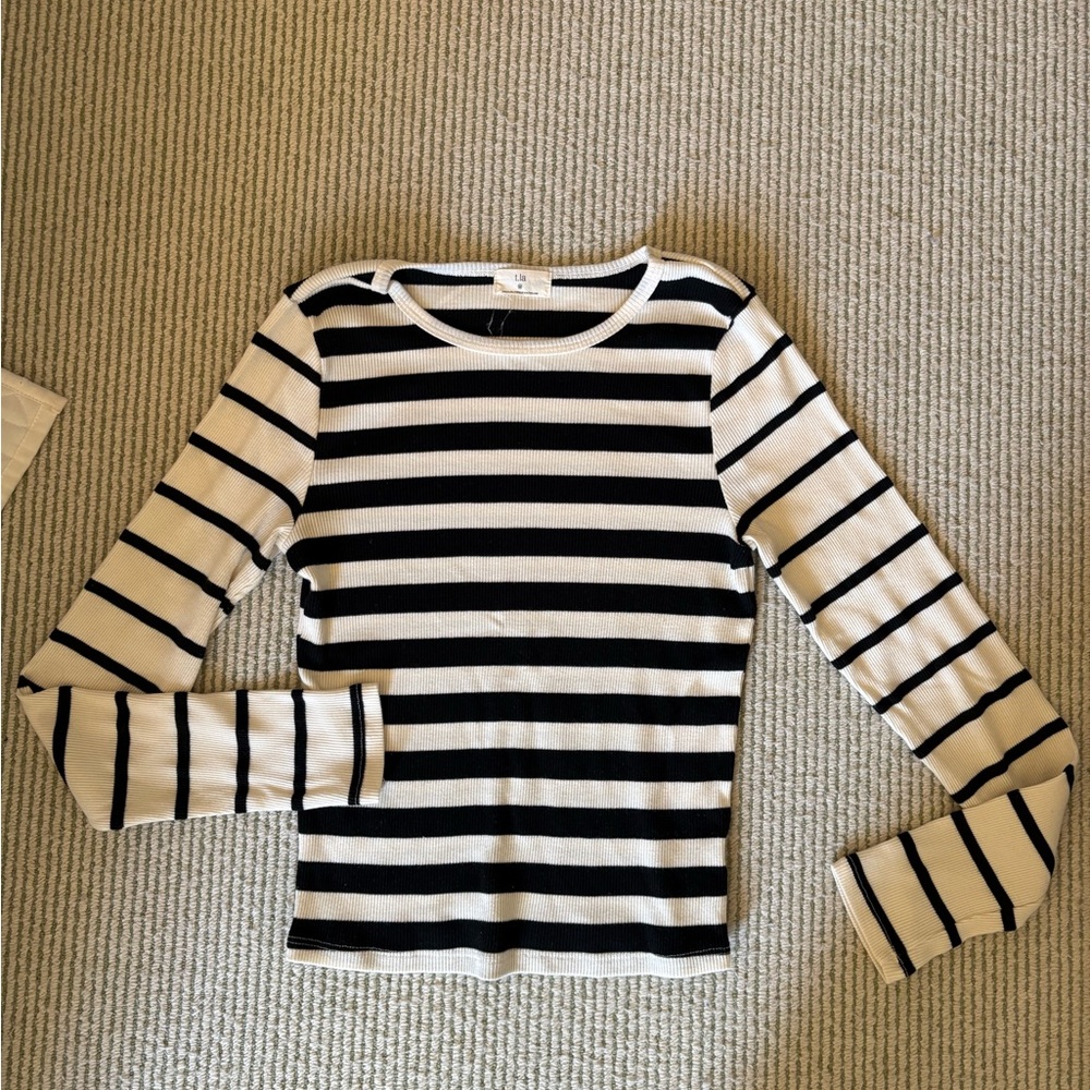 Anthropologie Monochrome Striped Knit Top